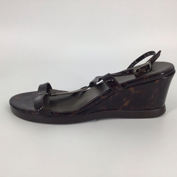 Stuart Weitzman Tortoise Shell Wedge Sandals, 6.5 - Picture 5 of 16